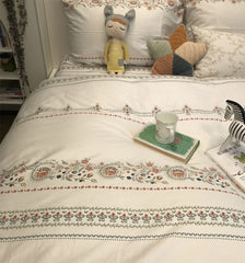 YICKYUE  Romantic pastoral flower bedding set,sweet double cotton twin full queen king home textile flat sheet pillow case quilt cover