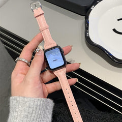 YICKYUE -  Slim Leather Strap for Apple Watch Band 44mm 40 41 45 38 49 42 46mm Women Wrist Bracelet IWatch Serie 10 9 8 7 6 5 4 SE Ultra 2