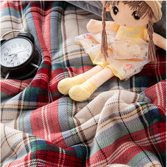 YICKYUE  -  Bohemian Style Plaid Striped Sofa Blanket Thickened Cashmere Blanket Flannel Nap Blanket Nap Blanket  Air Conditioning Blanket