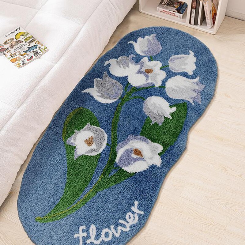 Yickyue New tulips plush girl bedside blanket inset style bedroom room living room sofa light luxury strip carpet window mat
