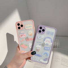Strawberry milk phone case for iphone 11 Pro Max funda transparent silicone for iphone XR XS MAX 7 8 Plus cover case hard back