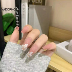 24pcs Acrylic Press On Nails 3d Floral Design Fake nails Korean Full Coverage Nails Removable Finished Nails Free Shipping Items
