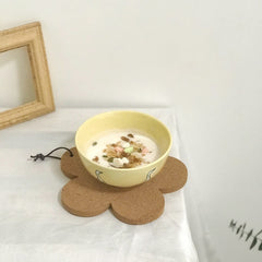 Simple Cork Flower Cup Mat Heat Insulation Mat Can Hang Anti Scalding and Anti Slip Kitchen Pot Mat Bowl Mat Plate Mat