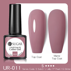 YICKYUE  -  Gel Nail Polish 7.5ml Nude Pink Semi Permanent UV Gel Varnish Soak Off Glitter Sequins Nail Art Gel Need Base Top Coat