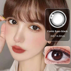 YICKYUE  -2pcs/pair Natural Pupil Lenses Contact Lenses for Eyes Comic Black Eyes Tear Eye 2 Tone Series Eye Contacts (dia:14mm)