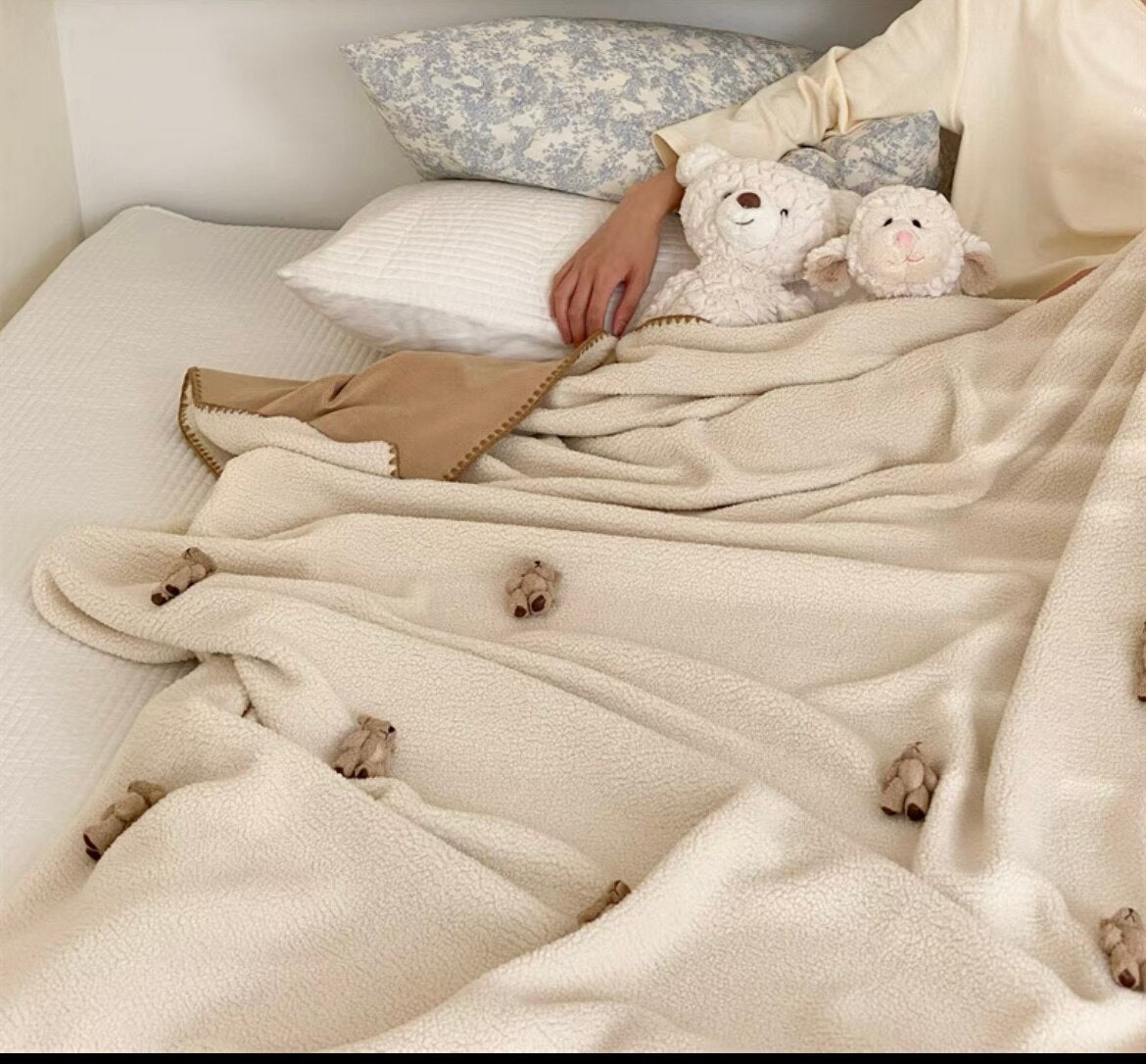 Yickyue I Want Bears In My Dreams. - Cute Lamb Blanket Office Nap Blanket Warm Shaker Blanket