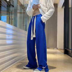 Hearujoy High Street Klein Blue Casual Pants For Men Spring Student Sports Sweatpants Fashion Trendy Wide Leg Straight Trouser Streetwear