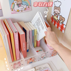 New Transparent Book Stand Storage Box Large-capacity Student Desktop Book Rack Cosmetic Storage Box Stationery Organizer