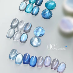 YICKYUE  -  1/10PCS Lavender Cat Eye Gel Set 2025 New Blue Ice Shimmer & Glass Glow Nail Supplies 12ML