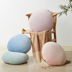 6pcs Simple fashion plain color home round cushion pillow solid color super soft comfortable breathable cushion Japanese style