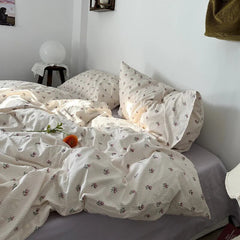 Yickyue ins retro style small floral cotton four-piece set cotton washed cotton four-piece set bed sheet quilt cover bed four-piece set