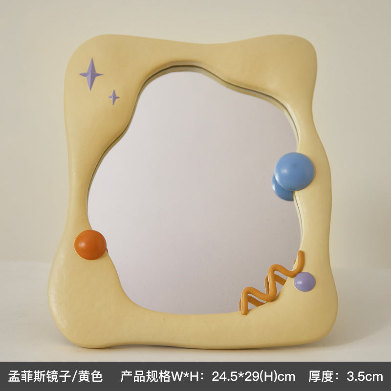 YICKYUE  -  Home Decoration Memphis Make-up Mirror Desk Top Can Stand Dressing Table Decoration Wave Lovely Standing Mirror Wall Mirror