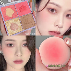 Gella's 4 Colors Fun Blush Eyeshadow Palette Three-dimensional Embossed Powder Fine Easy To Color Natural Lasting Face Makeup