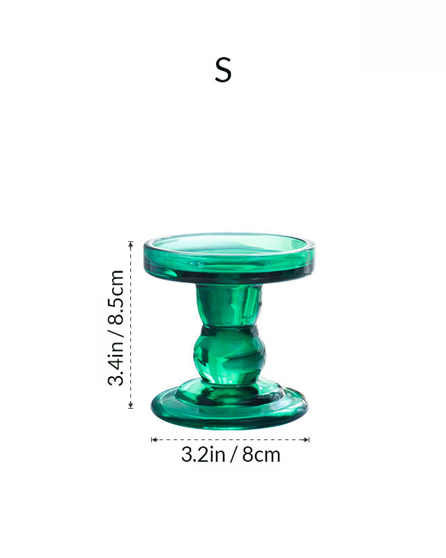 Vintage Dark Green Glass Candle Holder