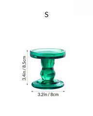 Vintage Dark Green Glass Candle Holder