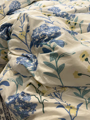 YICKYUE  -  Cute vintage blue flower bed set girl,kawaii sweet cotton twin full queen king home textile flat sheet pillow case quilt cover