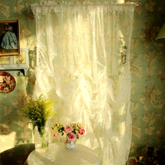 YICKYUE  -  British pastoral bridal bouquet drawstring pull-up waterfall water wave curtain lace gauze curtain window