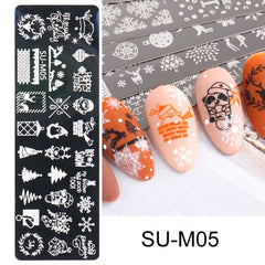 Christmas Nail Stamping Plates Polish Templates Snowflake Winter Design Stencils Molds Manicure Nail Stamp Tools TRSTZ-M01-10