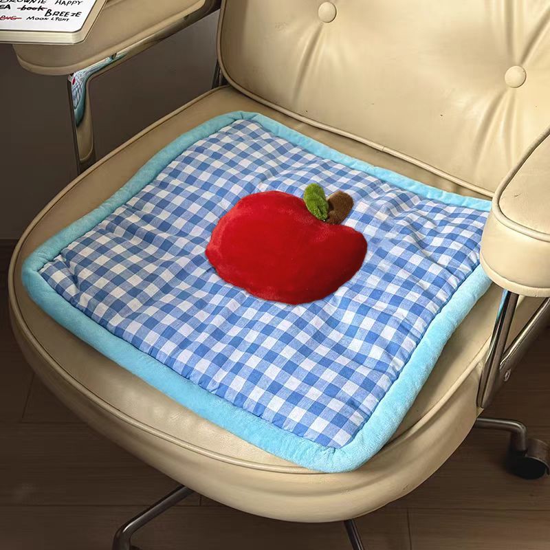 YICKYUE  -  Creamy Blue Apple-Shaped Seat Cushion: Cute and Comfortable Home, Car, and Office Decorative Pillow with Lumbar Support