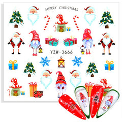 Christmas Nail Sticker Santa Claus Elk Snowman Gift Xmas Cartoon Winter Decal Nail Art Decor Water Sticker