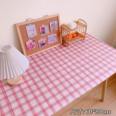 W&G Plaid Tablecloth 150cm Kawaii Student Dormitory Desk Mat Bedroom Japanese Girl Heart Simple Desktop Placemat Table Cloth