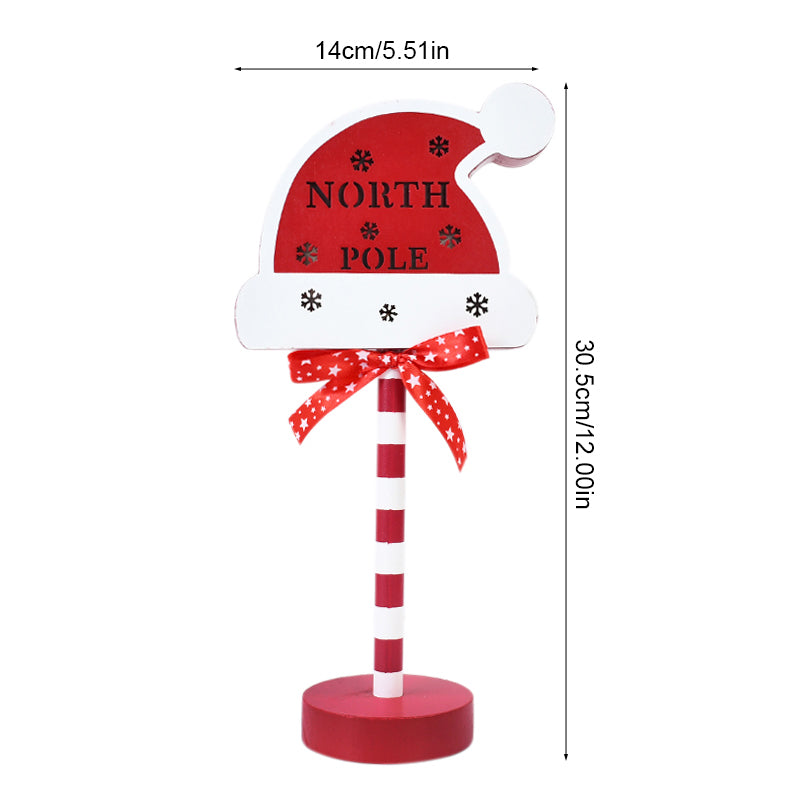 YICKYUE  -  LED Christmas Lamp Santa Stop Here Street Sign Xmas Wooden Desktop Ornaments Light 2024 Christmas Home Decoration New Year Gifts