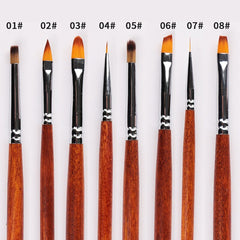 Nail Art Brush Acrylic Liquid Powder Carving UV Gel Extension Builder Painting Brush Lines Liner Drawing Pen Brush for Manicure