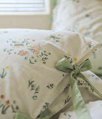 YICKYUE  Rustic flower green bedding set teen single double,cotton twin full queen king home textile bed sheet pillow case quilt cover