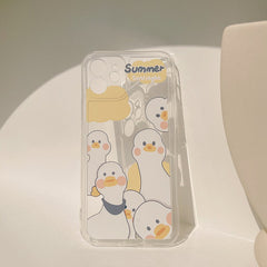 Summer sunlight lovely duck phone case for iphone 7 8 plus 12 mini 11 pro max xr xs max x cartoon cute animal silicone cover