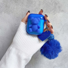 Blue smiley cartoon 3d bear earphone shell for airpod pro 1 2 case for apple airpods 3 wireless bluetooth charging box conque
