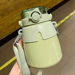 1000ml Cute Water Thermal Bottle Stainless Steel Thermos Bottle Coffee Tea Drink Bottle Keeps Cold Heat Tumbler With Straw Gourd