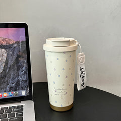 YICKYUE  -  Kawaii Star Thermal Water Bottle With Filter Straw Cute Coffee Tumbler Cups Stainless Steel Girl Thermos Cup For Hot Cold Drinks