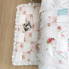 YICKYUE  -  Korean Bedroom Carpet Livingroom Rugs Pink Romantic Floral Cotton Hand-Stitched Cherry Tatami Mat Home Pastoral Soft Carpet