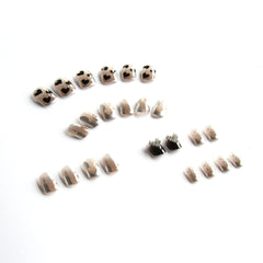 24Pcs/Box Square Head False Nails Heart Mirror Short Square Fake Nails Full Cover Press On Nail Tips Manicure Tool