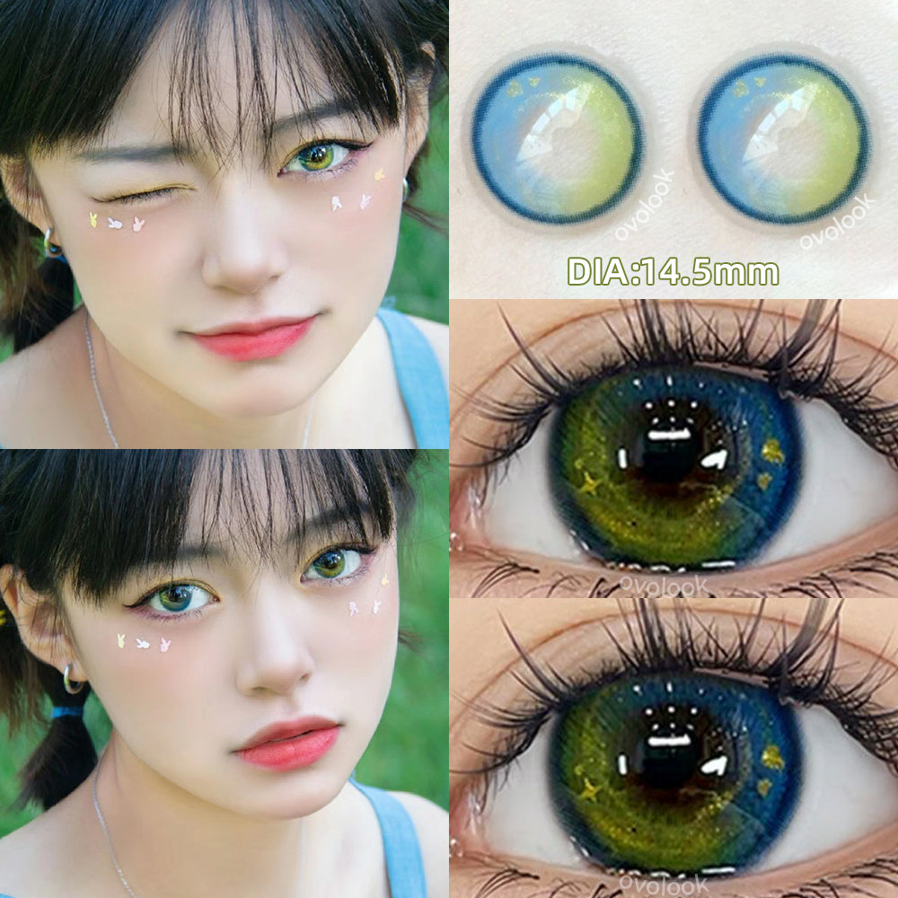 YICKYUE  -  1 Pair/2pcs Prescription Contact Lenses for Eyes Myopia Eye Color Lenses With Diopters Blue Green Natural Lenses Pupils