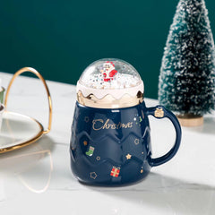 2022 New Creative Cartoon Santa Claus Ceramic Mug Christmas with Lid Large-capacity Gift Water Cup Milk Cup 500ml