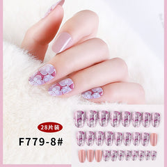 24pcs Detachable Fake Nails Daisy Design 2022 New Fake Nails Full Cover Nail Tips Bow Manicure Almond Point False Nails