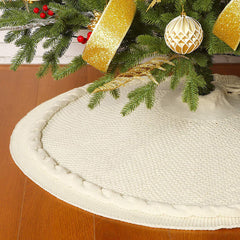 YICKYUE  -  NEW 48inch 122cm Christmas Knitted Tree Skirt Red Milk White Knitted Christmas Tree Apron Christmas Tree Skirt Decoration