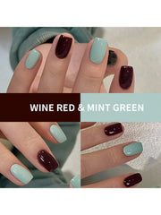 YICKYUE  -  2025 Spring/Summer Viral Wine Red & Mint Green Mini Duo - Brightening Trendy UV Gel Polish Set for Nail Salons