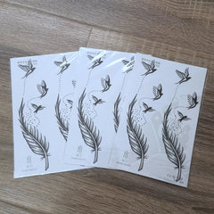YICKYUE  -  Swallow Feather Herbal Juice Temporary Tattoo Stickers Arm Waterproof Non-reflective Cool Fake Tattoo Lasting Art for Men Women