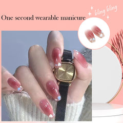 Medium Coffin Nails Heart Print False Nails Reusable Gradient Full Cover For Women Girls Press On Nails Free Shipping