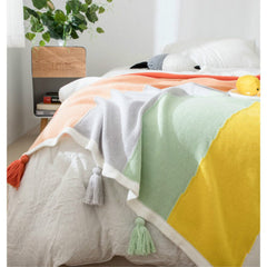 Cilected Nordic Ins Rainbow Blanket Cute Tassel Home Sofa Knitted Blanket Cotton Air Conditioning Blanket Children Nap Cover