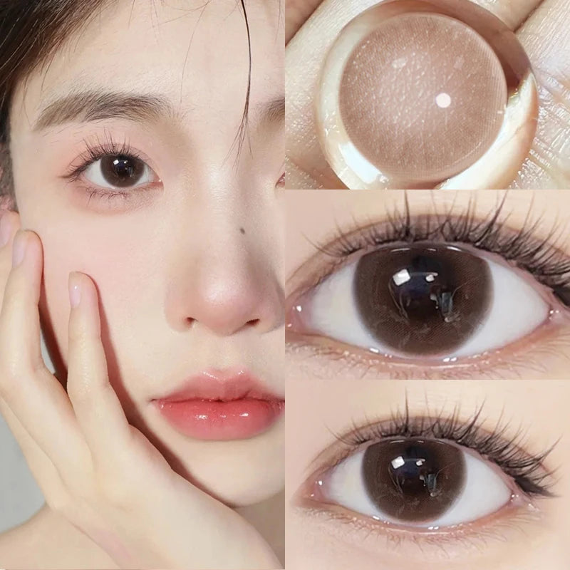 YICKYUE  -  1 Pair Fashion Color Contact Lenses for Eyes High Quality with Diopter Myopia Natural Soft Beauty Pupil Fast Delivery