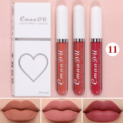 3PCS/SET Matte Lip Gloss Set Maquiagem Long Lasting Waterproof Nude Colors Liquid Lipstick Lips Tint Pink Red Velvet Lipgloss