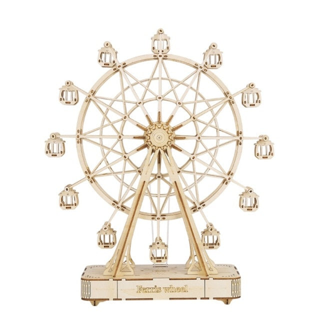 Robotime Rolife 232pcs Rotatable DIY 3D Ferris Wheel Wooden Model Building Block Kits Assembly Toy Gift for Children Adult TGN01