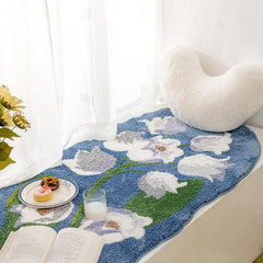 Yickyue New tulips plush girl bedside blanket inset style bedroom room living room sofa light luxury strip carpet window mat
