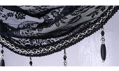 YICKYUE  -  French Romantic Lace Curtain Head with Pendant Decor Sheer Gauze Curtain Pelmet Wavy Valance Window Room Home Wedding Decoration