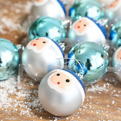 12Pcs/Box 6cm Red Blue Plastic Christmas Ball Santa Claus Christmas Tree Hanging Ornament Home Party Xmas New Year Navidad 2023