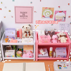 W&G Ins Double-layer Folding Storage Rack Storage for Cosmetics Jewelry Simple Household Desktop Organizer Bathroom Rack