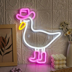 Chi-buy LED Neon Trendy Duck USB Powered Neon Signs Night Light 3D Wall Art Bedroom Living Room Decor Lamp Signs
